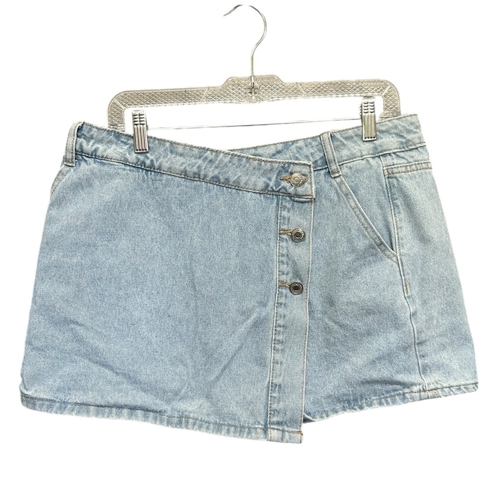 Shein Blue Denim Wrap Skort Size XL